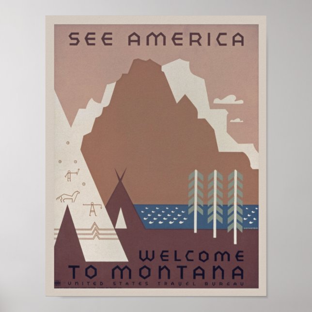Vintage Montana America Travel Poster (Front)