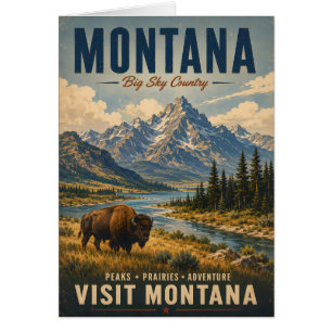 Vintage Montana Big Sky Country Travel Poster with