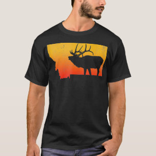Vintage Montana Elk Retro Outrs Hunting Graphic  T-Shirt