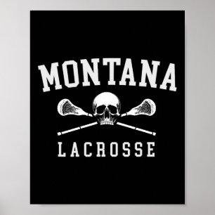 Vintage Montana Skull And Cross Bones Lacrosse Poster