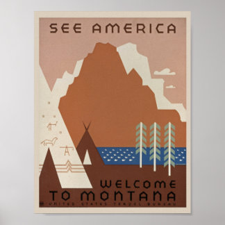 Vintage Montana Travel. Poster
