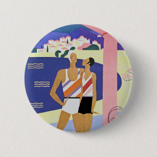 Vintage Monte Carlo Beach 6 Cm Round Badge