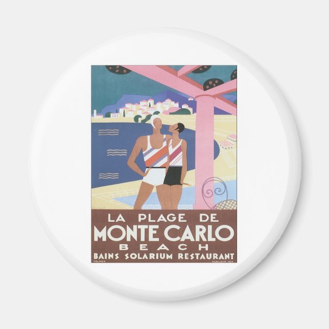 Vintage Monte Carlo Beach Magnet (Front)