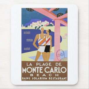 Vintage Monte Carlo Beach Mouse Pad