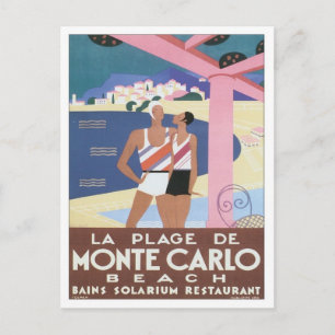 Vintage Monte Carlo Beach Postcard