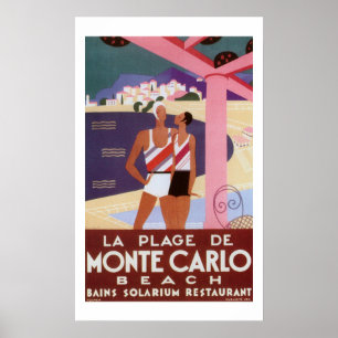 Vintage Monte Carlo Beach Poster
