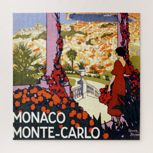 Vintage Monte Carlo Monaco Travel Illustration Jigsaw Puzzle