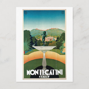 Vintage Montecatini Italian travel advert Postcard