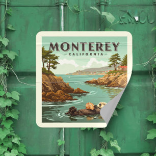 Vintage Monterey California Square Sticker
