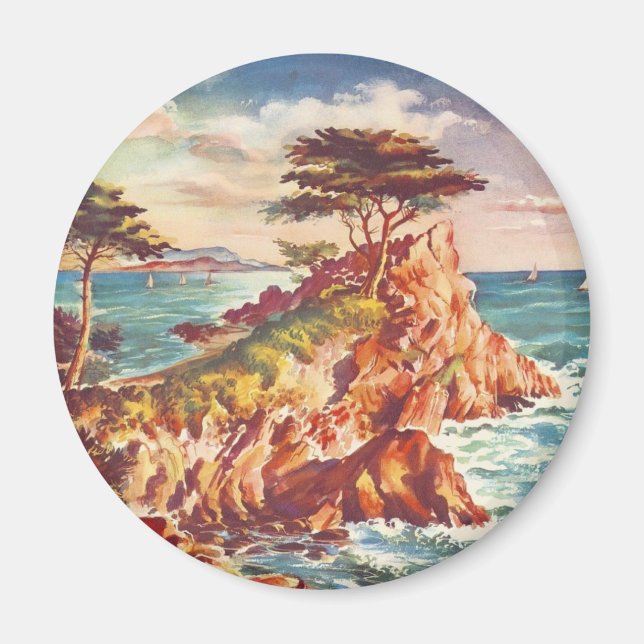 Vintage Monterey Coastline Californian Tourism USA Magnet (Front)