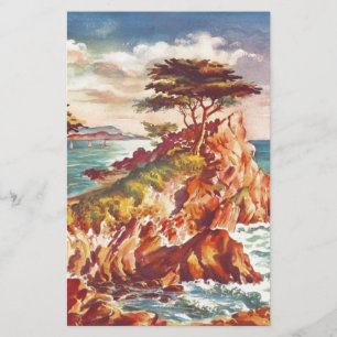 Vintage Monterey Coastline Californian Tourism USA Stationery