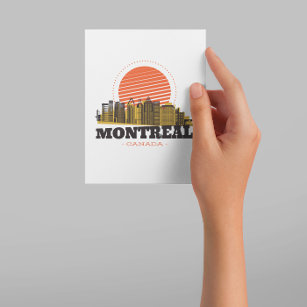Vintage Montreal Canada Skyline   Thank You Card