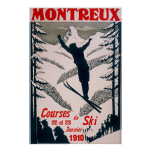 Vintage Montreux Ski Retro Swiss Alps