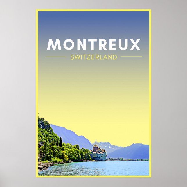 Vintage Montreux Switzerland Art Poster (Front)