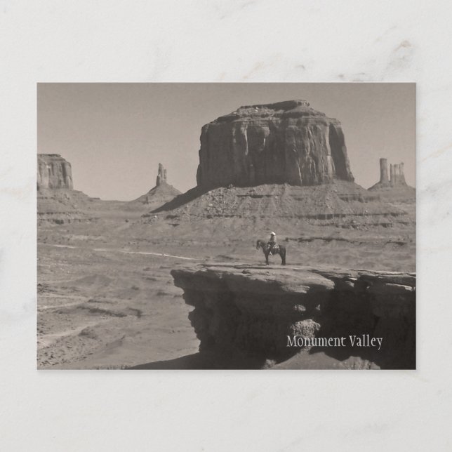 Vintage Monument Valley Cowboy Souvenir  Postcard (Front)