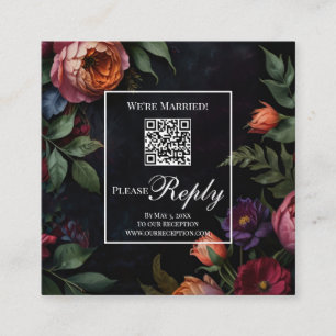 Vintage moody dark floral boho roses enclosure card