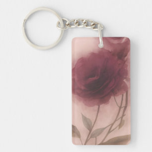 Vintage Moody Dusty Rose Floral Acrylic Keychain