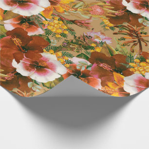 Vintage Moody Tropical Blooms Wrapping Paper