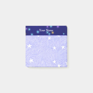 Vintage Moon and Stars Etching Blue Background 3x3 Post-it Notes
