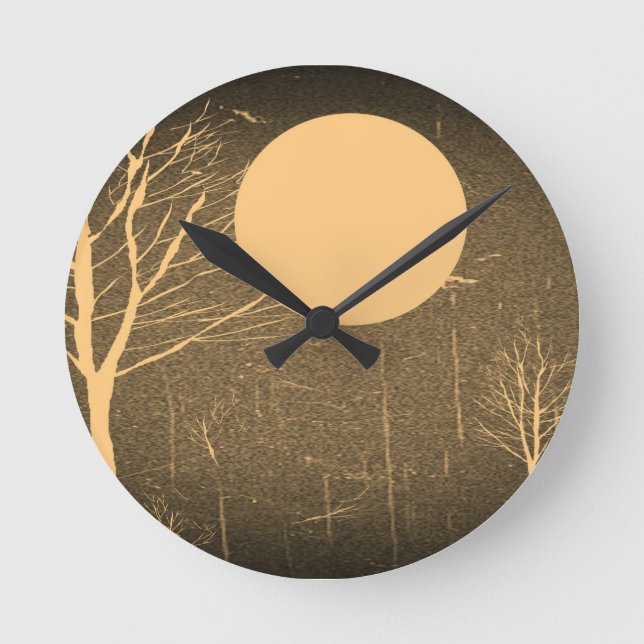 Vintage Moon At Night Fine Art Round Clock (Front)