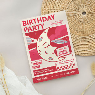 Vintage Moon Birthday Party Invitation