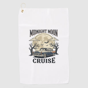 Vintage Moon Car Gothic Classic Auto Halloween Des Golf Towel