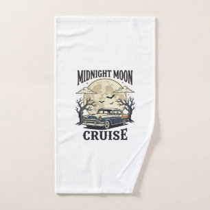 Vintage Moon Car Gothic Classic Auto Halloween Des Hand Towel