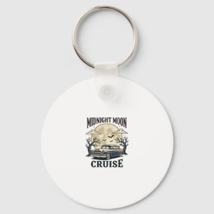 Vintage Moon Car Gothic Classic Auto Halloween Des Key Ring