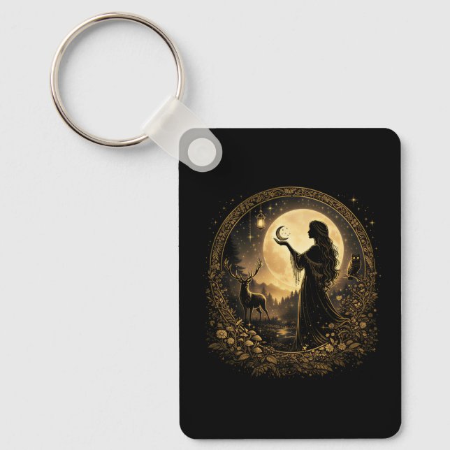 Vintage Moon Goddess Celestial Women Feminine  Key Ring (Front)