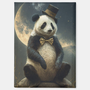 Vintage Moon Panda Bear Magnet