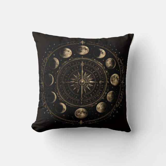 Vintage Moon Phases Celestial Throw pillow (Front)