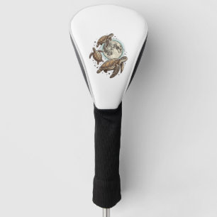 Vintage Moon Sea Turtle Engraving Shirt Design_1 Golf Head Cover