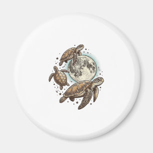 Vintage Moon Sea Turtle Engraving Shirt Design_1 Magnet