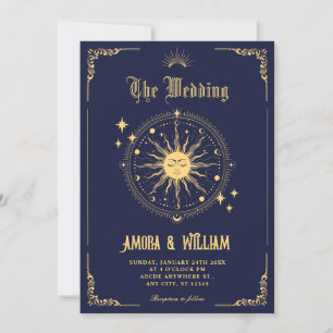 Vintage Moon Sun boho art symbol wedding Invitation