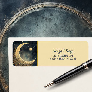 Vintage Moon, Sun, Stars Celestial Space Address Return Address Label