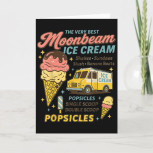 Vintage Moonbeam Ice Cream Truck Retro Double Scoo Card
