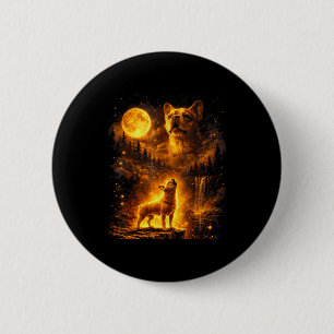 Vintage moonlight dog french bulldog howling at 6 cm round badge