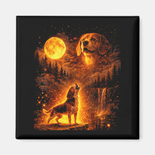 Vintage Moonlight Dog Funny Beagle Howling at The Magnet