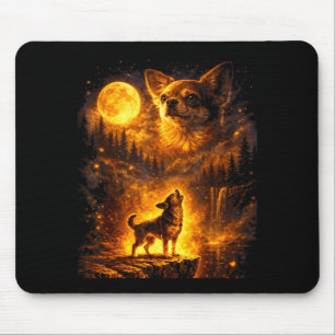 Vintage moonlight dog funny chihuahua howling at mouse pad