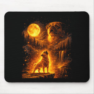 Vintage Moonlight Dog Funny Pug Howling at The Mouse Pad