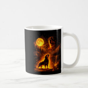 Vintage moonlight dog funny rottweiler howling at coffee mug