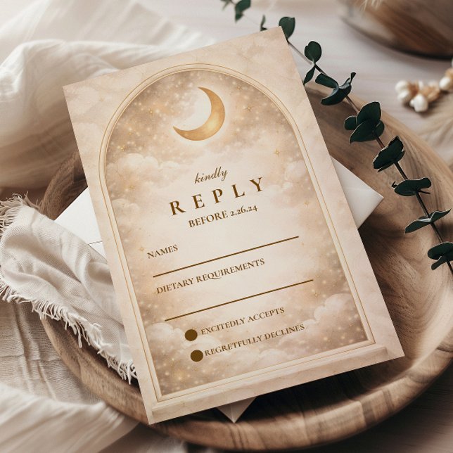 Vintage Moonlight Romance Wedding RSVP Card (Creator Uploaded)
