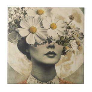 Vintage Moonlit - Boho Vintage Elegance Ceramic Tile