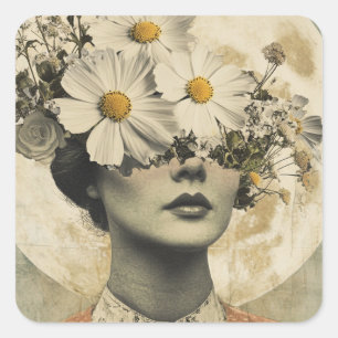 Vintage Moonlit - Boho Vintage Elegance Square Sticker