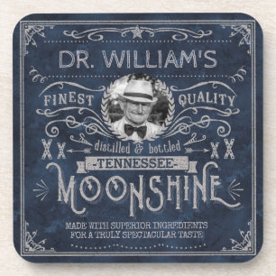 Vintage Moonshine Hillbilly Medicine Custom Blue Coaster