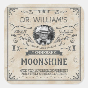 Vintage Moonshine Hillbilly Medicine Custom Brewer Square Sticker