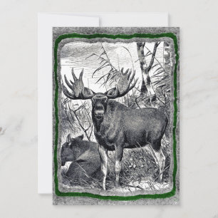 Vintage Moose art invitation template