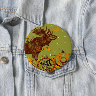 Vintage Moose Gifts 10 Cm Round Badge