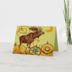 Vintage Moose Gifts Holiday Card