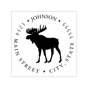 Vintage Moose Illustration Return Label Self-inking Stamp